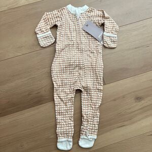 NWT Goumi Kids Picnic Baby Footie SZ 3-6 mo Bamboo Zippy Sleeper Orange Check